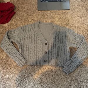 Gray Cable Knit Women's Sweater